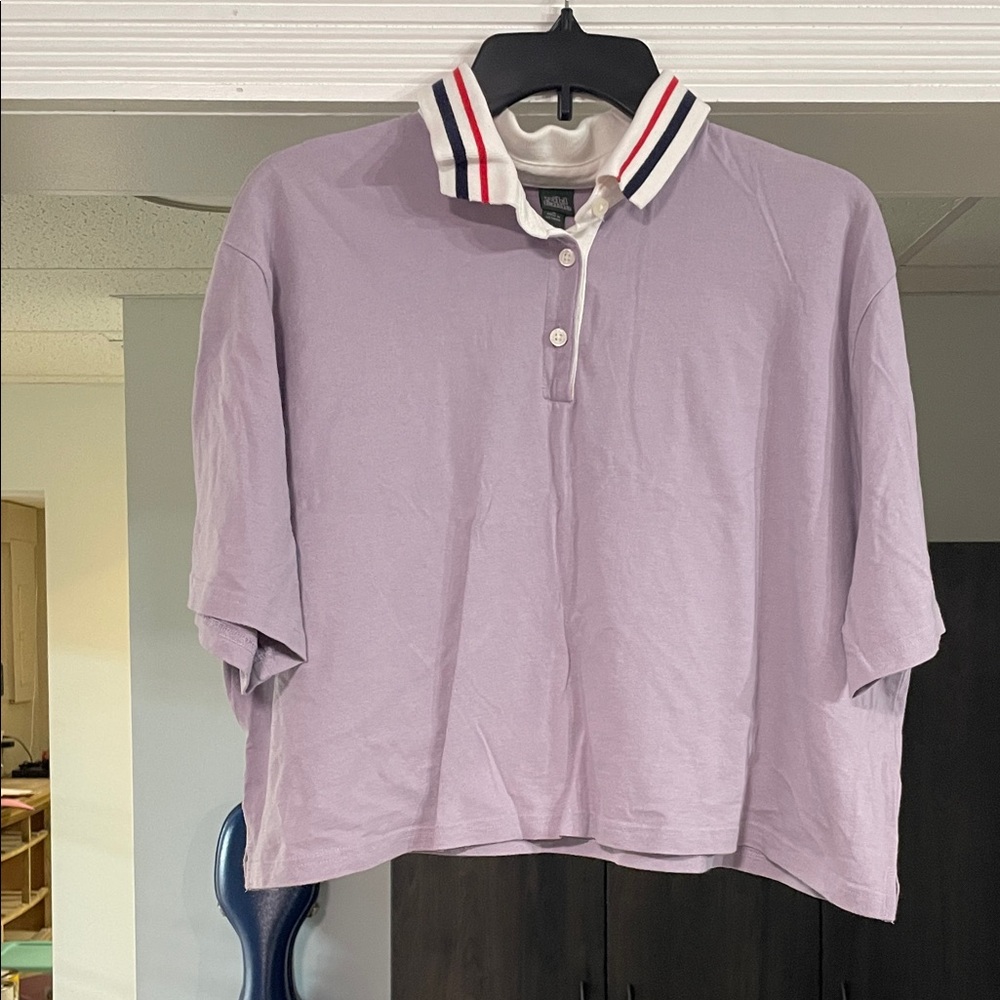 Wild Fable Lavender Crop-top with Striped Collar